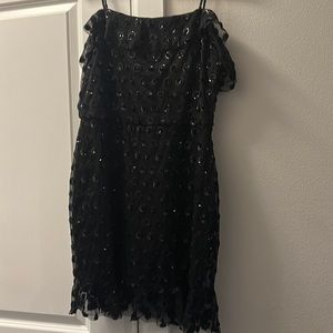 NWOT black polka dot little mini dress sequins